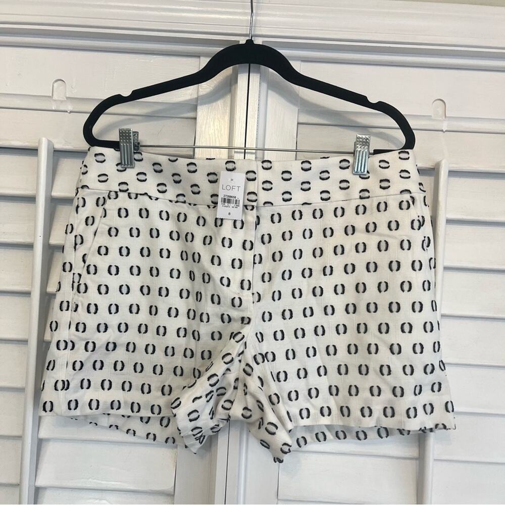 Loft White And Black Embroidered‎ Shorts Size 8
